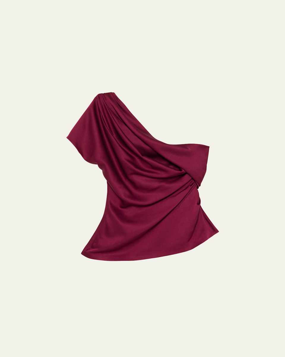 Phoebe Draped Asymmetric Satin Top